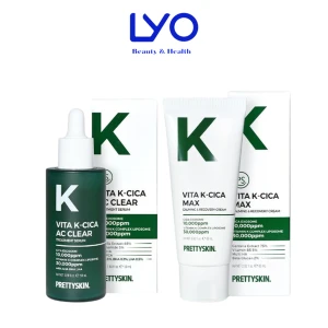 Serum & Kem Dưỡng Cấp Ẩm, Giảm Mụn Prettyskin Vita K-Cica AC Clear Treatment / Max Calming & Recovery Cream Hàn Quốc