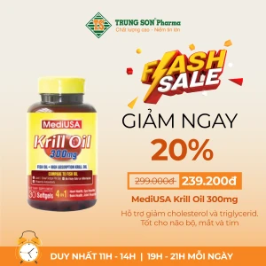 MediUSA Krill Oil 300mg - Viên uống hỗ trợ giảm cholesterol, bỗ não, bổ mắt (Hộp 30 viên)