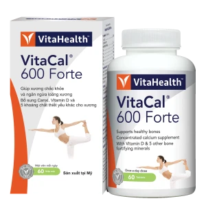 Viên uống Vitacal 600 Forte VitaHealth hỗ trợ hệ xương và răng chắc khỏe (60 viên)