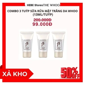 Combo 3 Tuýp Sữa Rửa Mặt Trắng Da Whoo Gongjinhyang Seol Cleansing Foam 13ml/tuýp