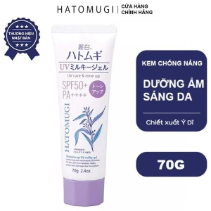 Kem Chống Nắng Hatomugi Nâng Tone Dưỡng Ẩm, Hỗ Trợ Làm Sáng Da The Tone Up UV Milky Gel SPF50 PA 70g