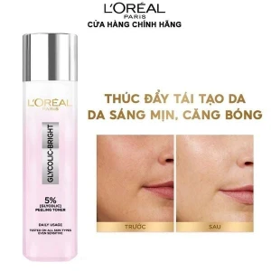 Nước Dưỡng L'oreal Hỗ Trợ Làm Sáng Da Glycolic - Bright Glowing Peeling Toner 128ml