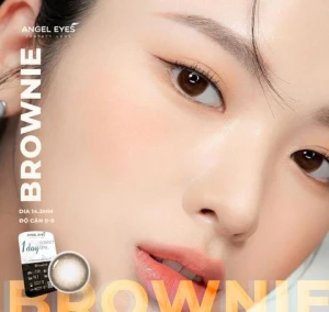 Lens 1 ngày màu có độ cận nâu tự nhiên BROWNIE siêu ẩm nhãn hiệu Angel Eyes Hàn Quốc