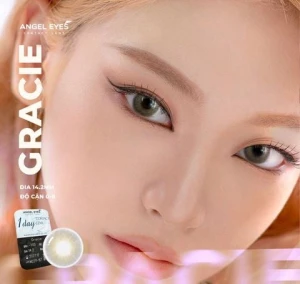 Lens 1 ngày màu có độ cận xám tây tự nhiên GRACIE siêu ẩm nhãn hiệu Angel Eyes Hàn Quốc