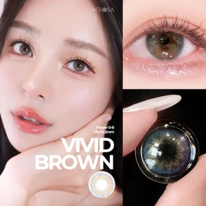 Lens nâu có độ cận N Rosa Vivid Brown cho mắt thở cao cấp Angel Eyes phân phối | Độ cận: 0-8