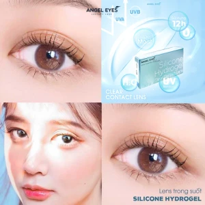Lens trong suốt dòng cao cấp chất liệu Silicone Hydrogel Angel Eyes độ cận 1-15