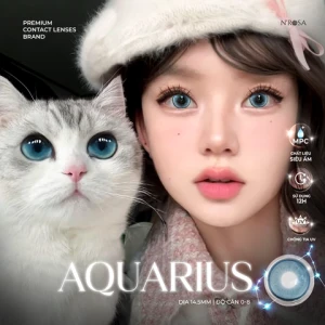 Lens xanh có độ cận N'Rosa Aquarius cho mắt thở cao cấp Angel Eyes phân phối | Độ cận 0-8 | Chất liệu MPC siêu ẩm