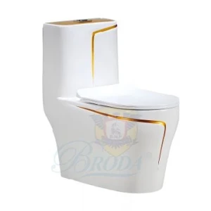 Bồn Cầu 1 Khối Viền Vàng BRODA 5014