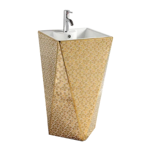 CHẬU LAVABO TRỤ LIỀN KHỐI MẦU VÀNG MẠ PVD 9546-1