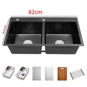 Chậu Rửa Chén Nano Mầu Đen 82X45CM FAHKLER