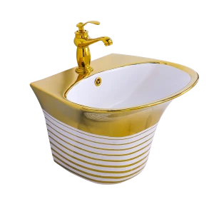 Chậu Rửa LAVABO liền khối treo mạ vàng