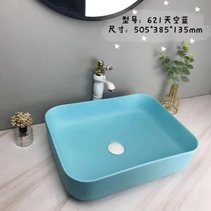 Lavabo Tô Sứ Mầu Xanh