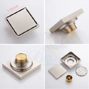 PHỄU THOÁT SÀN Âm Gạch FAHKLER inox SUS 304 12x12cm 8007-3