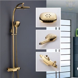 SEN CÂY TẮM ĐỨNG NÓNG LẠNHCHỈNH NHIỆT ĐỘ MẦU VÀNG FAHKLER 9893