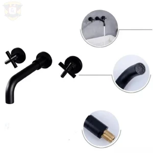 VÒI LAVABO ÂM TƯỜNG NÓNG LẠNH ÂM TƯỜNG MẦU ĐEN WJ-B2003R BRODA