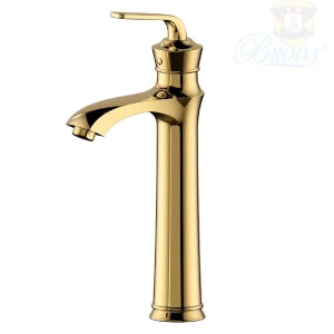 VÒI LAVABO NÓNG LẠNH LUXURY FAHKLER MẠ VÀNG PLATIUM cao 30cm 9702