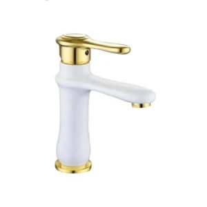 VÒI LAVABO NÓNG LẠNH MẦU VÀNG TRẮNG 20CM FAHKLER 9868