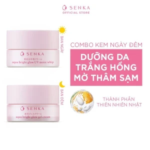 Bộ Kem Dưỡng Senka Sáng Da Mờ Thâm Sạm Ngày Và Đêm Aqua Bright Glow 50g