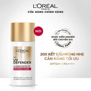 Kem Chống Nắng L'oreal Paris X20 Thoáng Da Mỏng Nhẹ UV Defender Serum Invisible Fluid SPF50 PA 50ml