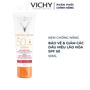 Kem Chống Nắng Vichy Capital Soleil Anti-Ageing 3-In-1 Chống Lão Hóa Và Dưỡng Da SPF50 PA 50ml