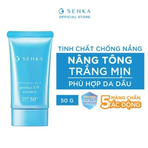 Tinh Chất Chống Nắng Senka Nâng Tông Sáng Mượt Dành Cho Da Dầu Perfect UV Essence SPF50 PA 50g