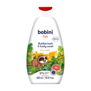 Gel tắm trẻ em tạo bọt Bobini Fun mềm mịn hương cam chanh 1 tuổi 500ML