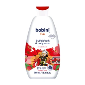Gel tắm trẻ em tạo bọt Bobini Fun mềm mịn hương mâm xôi 1 tuổi 500ML