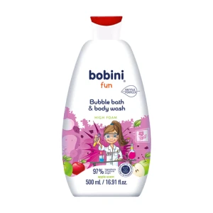 Gel tắm trẻ em tạo bọt Bobini Fun mềm mịn hương táo 1 tuổi 500ML