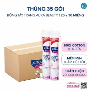 Thùng 35 gói bông tẩy trang Aura Beauty 120 30 miếng