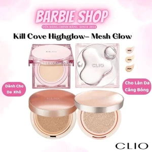 Da Khô -Căng Bóng Phấn Nước Clio Kill Cover High Glow/Mesh Glow/Cover Glow Cushion SPF50 PA (Kèm Lõi Refil 14gx2)