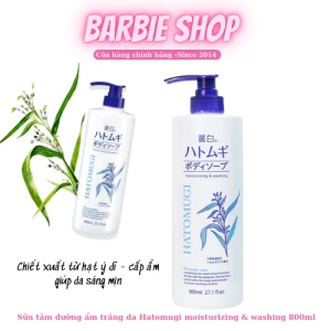Sữa Tắm Dưỡng Ẩm, Trắng Da Chiết Xuất Ý Dĩ Hatomugi Moisturizing & Washing The Body Soap 800ml