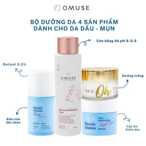 Bộ 4 dưỡng da toàn diện chống lão hóa và kiểm soát bã nhờn OMUSE dành cho da dầu