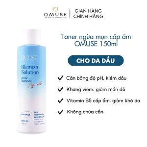 Nước hoa hồng AHA kiềm dầu và cân bằng độ ẩm OMUSE Blemish Solution Gentle Hydrating Liquid 180ml