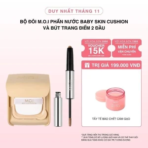 Bộ Đôi M.O.I Phấn Nước Baby Skin Cushion Và Bút Trang Điểm 2 Đầu
