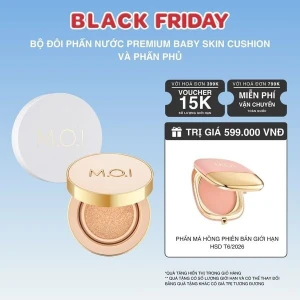 Bộ Đôi M.O.I Phấn Nước Premium Và Phấn Phủ Baby Skin