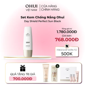 Set Kem Chống Nắng Ohui Day Shield Perfect Sun Black