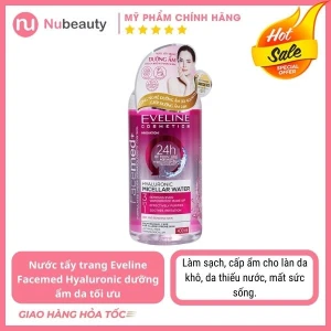 Nước tẩy trang Eveline Facemed Hyaluronic giúp dưỡng ẩm da tối ưu