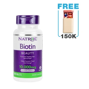 Viên uống hỗ trợ mọc tóc Natrol Biotin Beauty 10000 mcg (100 viên)