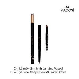 Chì kẻ mày định hình đa năng Vacosi Dual EyeBrow Shape Pen 3 Black Brown