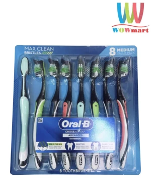 Bàn chải đánh răng Oral-B Cross Action Advanced Vĩ 8 cây (Medium)