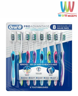 Bàn chải đánh răng Oral-B ProAdvantage Deep Clean + Whitening 8 cây Medium - Wowmart VN | 100% hàng ngoại nhập