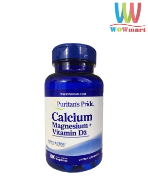 Bổ sung Canxi Magiê D3 Puritan’s Pride Calcium Magnesium Vitamin D3 100 viên - Wowmart VN | 100% hàng ngoại nhập