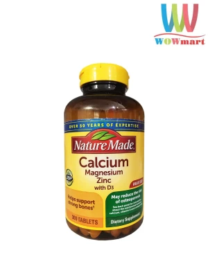 Bổ sung Canxi, Magie và Kẽm Nature Made Calcium Magnesium Zinc 300 viên