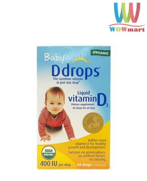 Bổ sung Vitamin D cho trẻ sơ sinh Baby Ddrops Vitamin D3 400IU 60 giọt