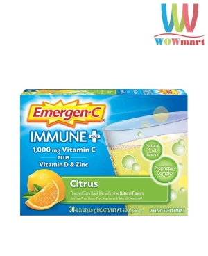 Bột sủi C tăng đề kháng Emergen-C Immune Plus Vitamin D Zinc Citrus 30 gói