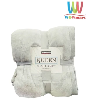 Chăn mền Kirkland Signature Queen Plush Blanket 248 x 233 cm (Xám trắng)