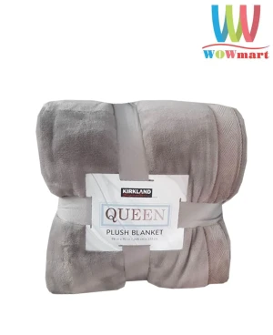Chăn mền Kirkland Signature Queen Plush Blanket 248 x 233 cm (Xám)
