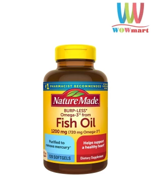 Dầu cá Nature Made Fish Oil 1200mg 720mg Omega-3 120 viên (Burp-Less)