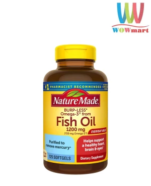 Dầu cá Nature Made Fish Oil 1200mg 720mg Omega-3 125 viên (Burp-Less)