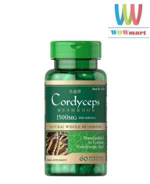 Đông Trùng Hạ Thảo Puritan’s Pride Cordyceps Mushroom 1500mg 60 viên - Wowmart VN | 100% hàng ngoại nhập